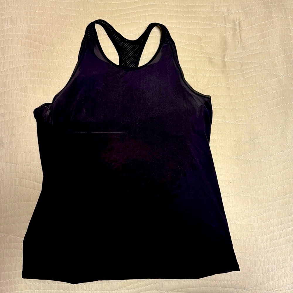 Lululemon Black Mesh Tank with Bra Large